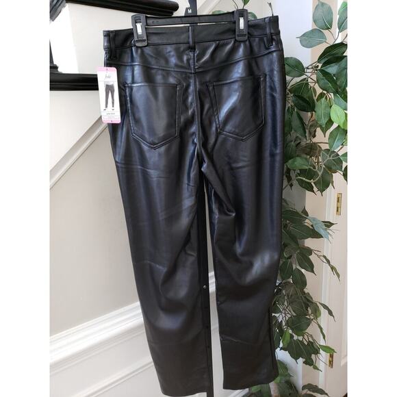 Joie Pants Womens 6 Black Solid Faux Leather Straight Leg 5 Pocket Regular Fit - Picture 4 of 11